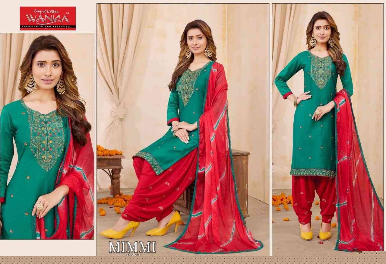 Mimmi By Wanna 601 To 605 Series Festive Suits Beautiful Fancy Colorful Stylish Party Wear & Occasional Wear Jam Satin Dresses At Wholesale Price