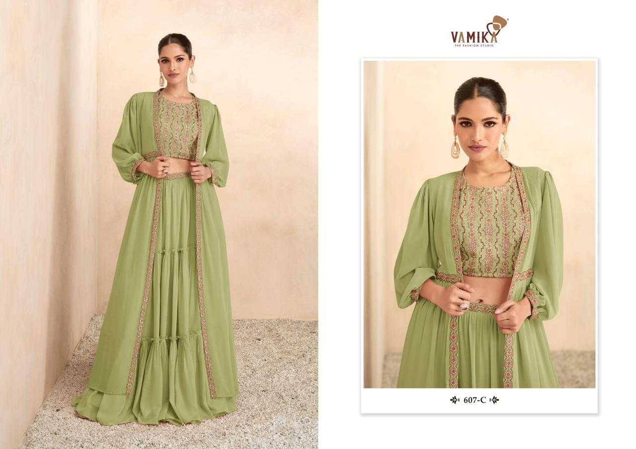 Celebrity Vol-2 By Vamika 607-A To 607-D Series Designer Beautiful Navratri Collection Occasional Wear & Party Wear Fancy Lehengas At Wholesale Price