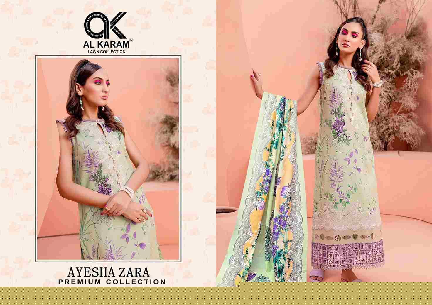 Ayesha Zara By Al Karam Lawn Collection 1001 To 1004 Series Beautiful Pakistani Suits Stylish Fancy Colorful Casual Wear & Ethnic Wear Pure Cotton Print Dresses At Wholesale Price