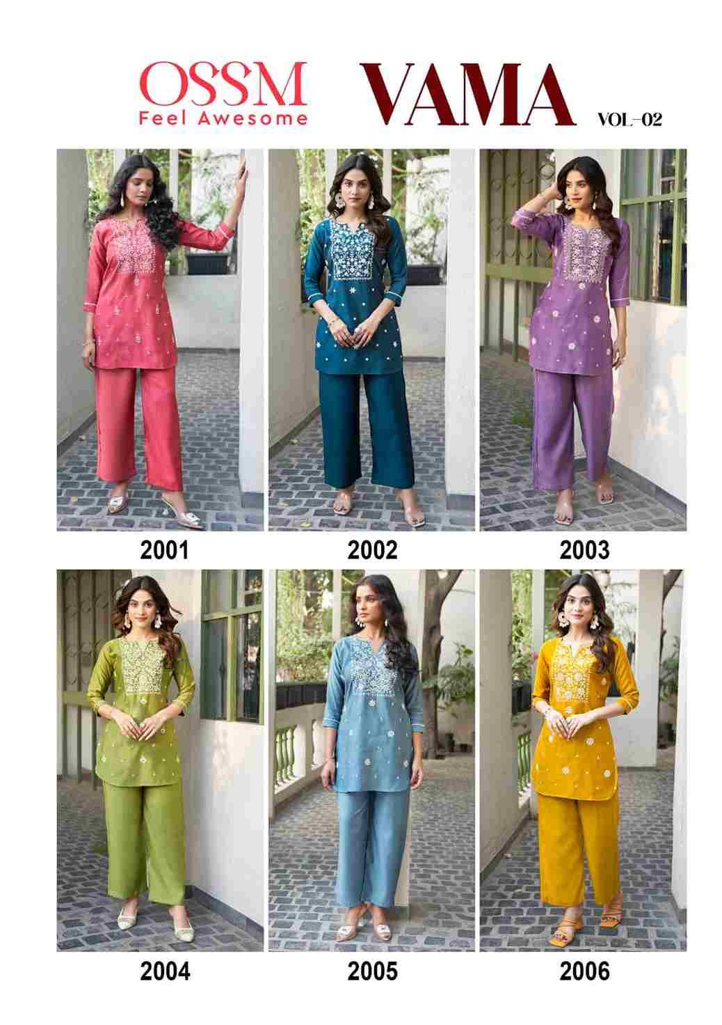 Vama Vol-2 By Ossm 2001 To 2006 Series Designer Stylish Fancy Colorful Beautiful Party Wear & Ethnic Wear Collection Viscose Silk Co-Ord At Wholesale Price
