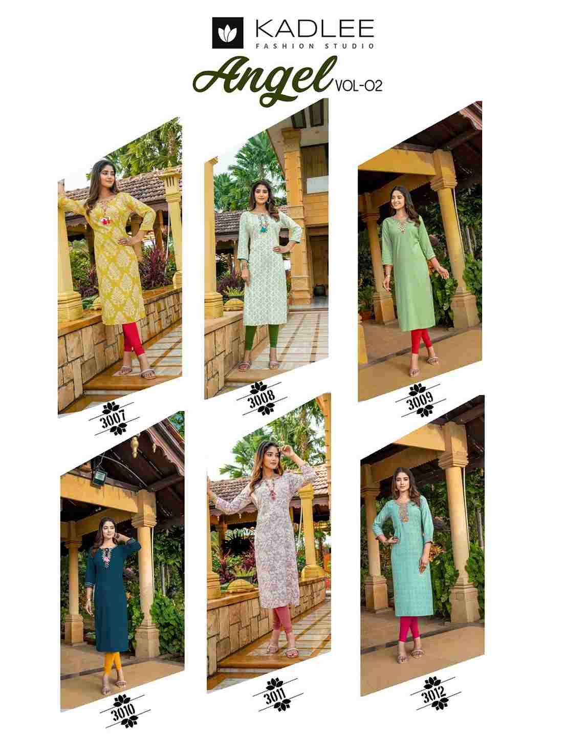 Angel Vol-2 By Kadlee 3007 To 3012 Series Designer Stylish Fancy Colorful Beautiful Party Wear & Ethnic Wear Collection Rayon Print Kurtis At Wholesale Price