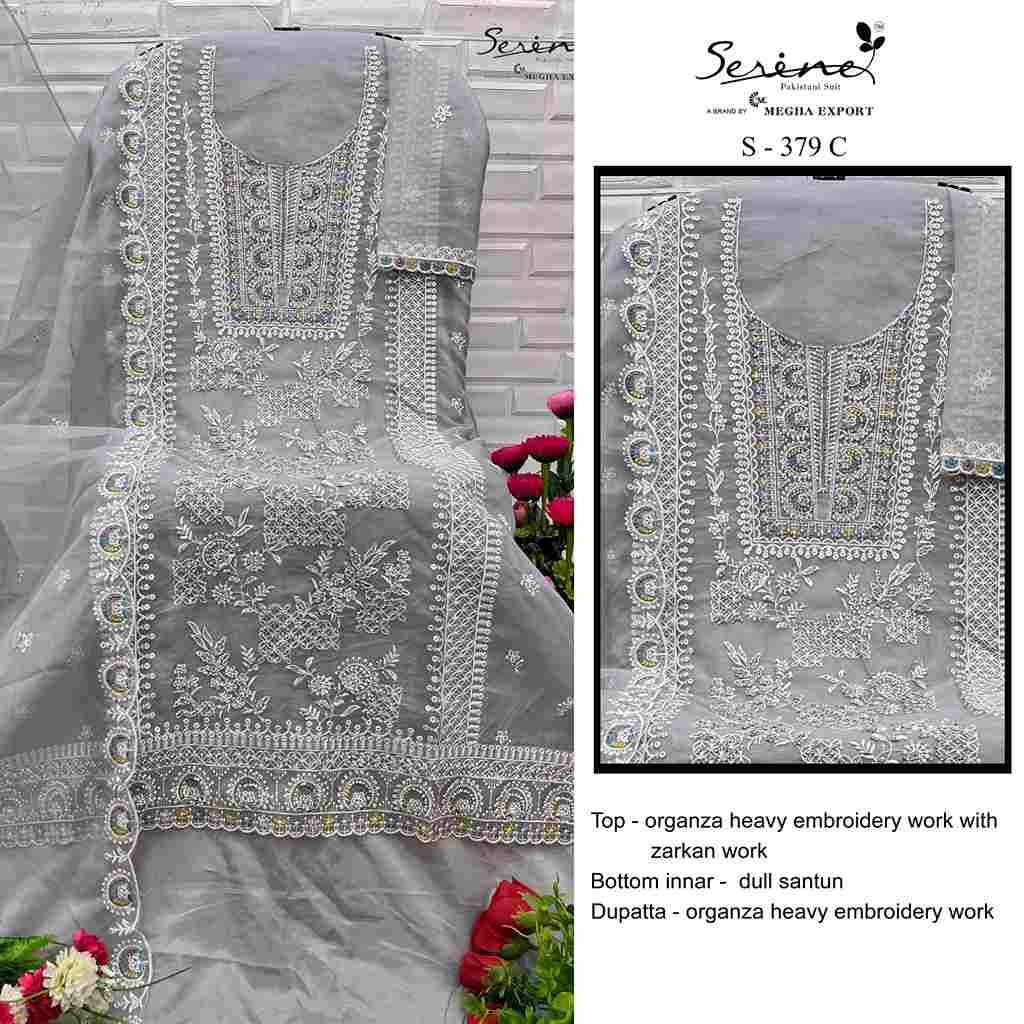 Serene Hit Design S-379 Colours By Serene S-379-A To S-379-D Series Designer Pakistani Suits Beautiful Fancy Colorful Stylish Party Wear & Occasional Wear Organza Embroidered Dresses At Wholesale Price