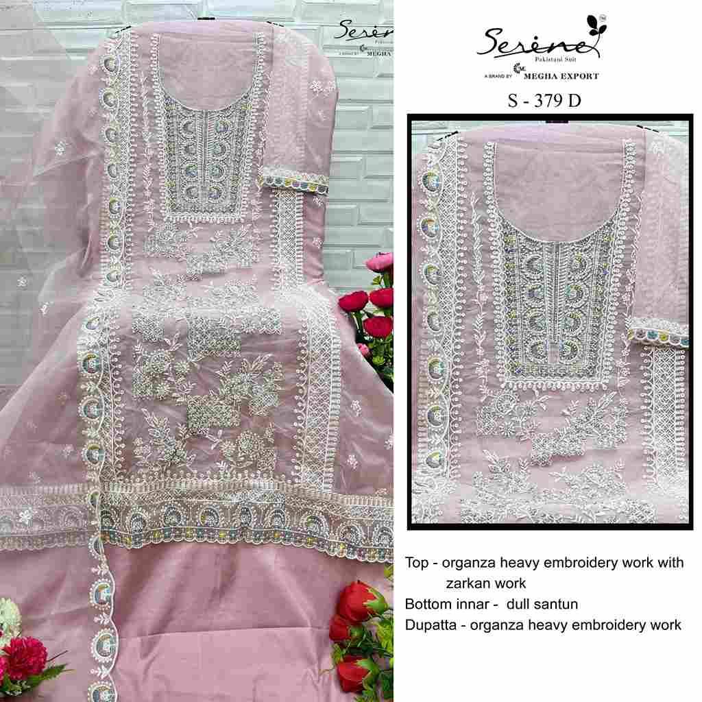 Serene Hit Design S-379 Colours By Serene S-379-A To S-379-D Series Designer Pakistani Suits Beautiful Fancy Colorful Stylish Party Wear & Occasional Wear Organza Embroidered Dresses At Wholesale Price