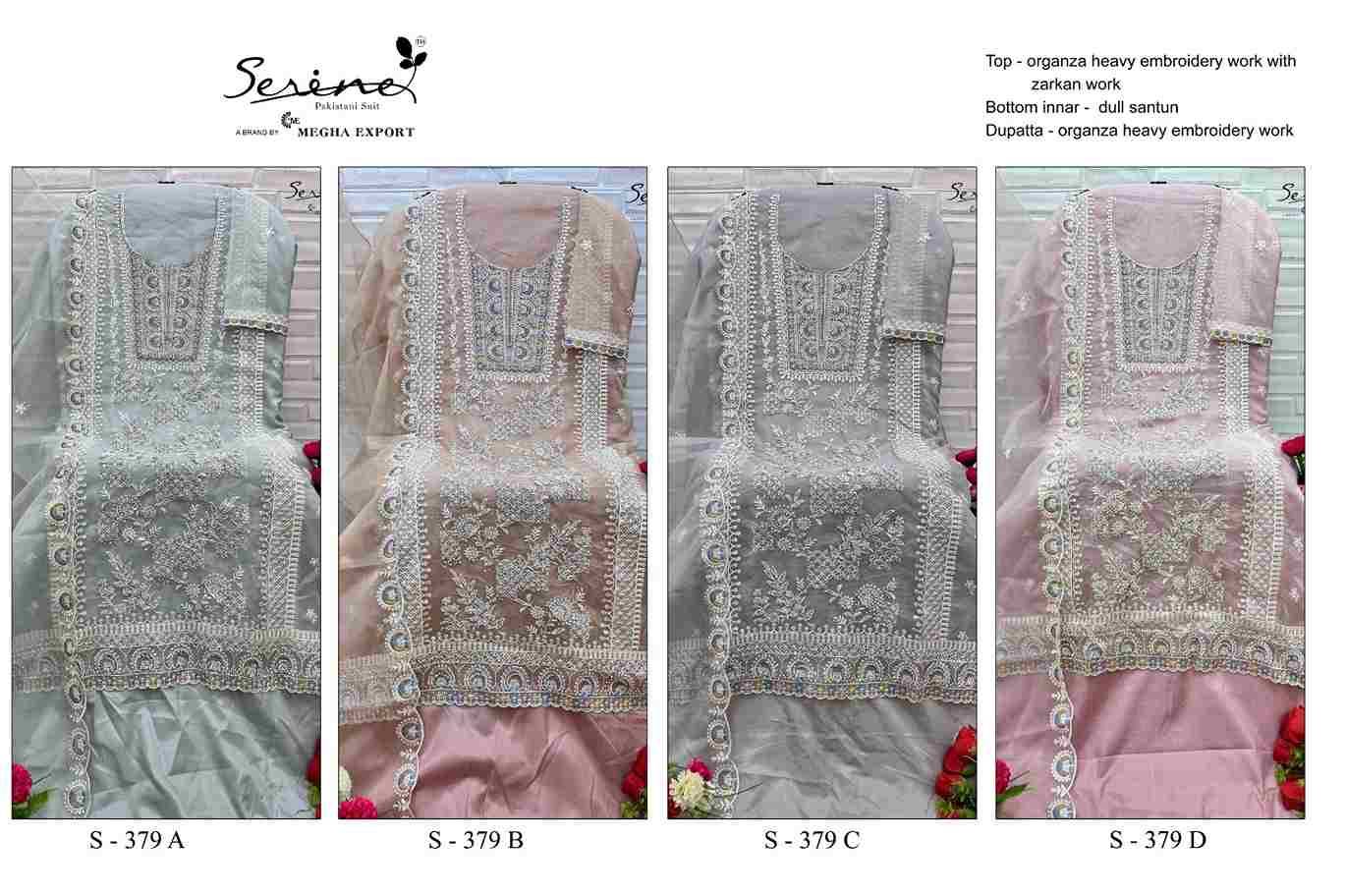 Serene Hit Design S-379 Colours By Serene S-379-A To S-379-D Series Designer Pakistani Suits Beautiful Fancy Colorful Stylish Party Wear & Occasional Wear Organza Embroidered Dresses At Wholesale Price