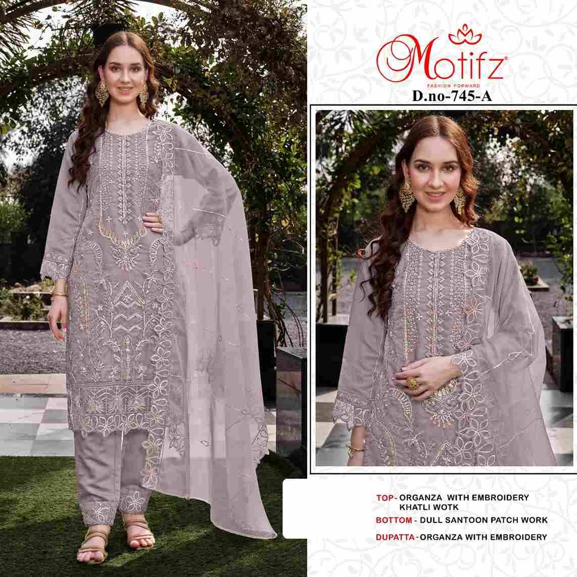 Motifz Hit Design 745 Colours By Motifz 745-A To 745-D Series Beautiful Pakistani Suits Colorful Stylish Fancy Casual Wear & Ethnic Wear Organza Dresses At Wholesale Price