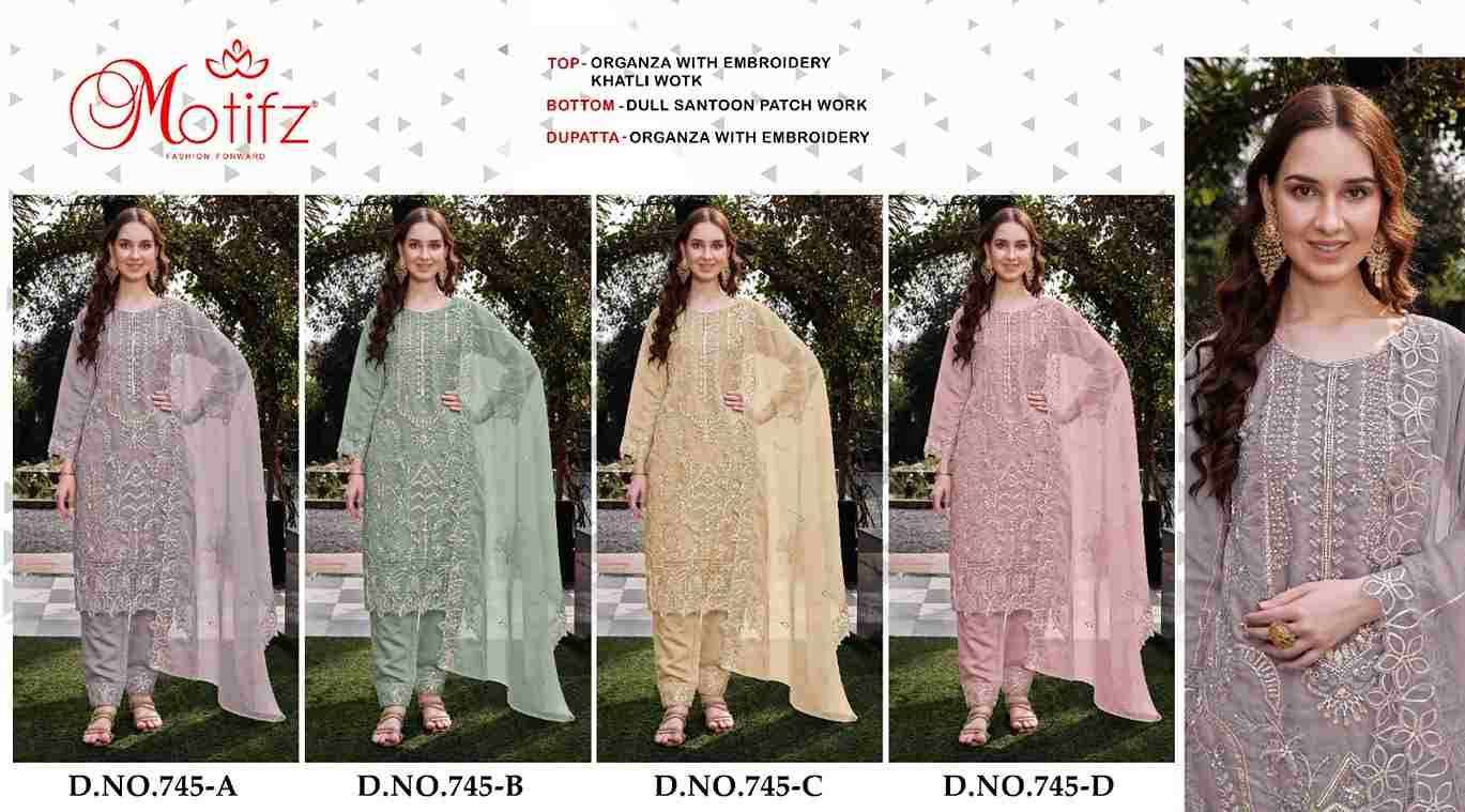 Motifz Hit Design 745 Colours By Motifz 745-A To 745-D Series Beautiful Pakistani Suits Colorful Stylish Fancy Casual Wear & Ethnic Wear Organza Dresses At Wholesale Price