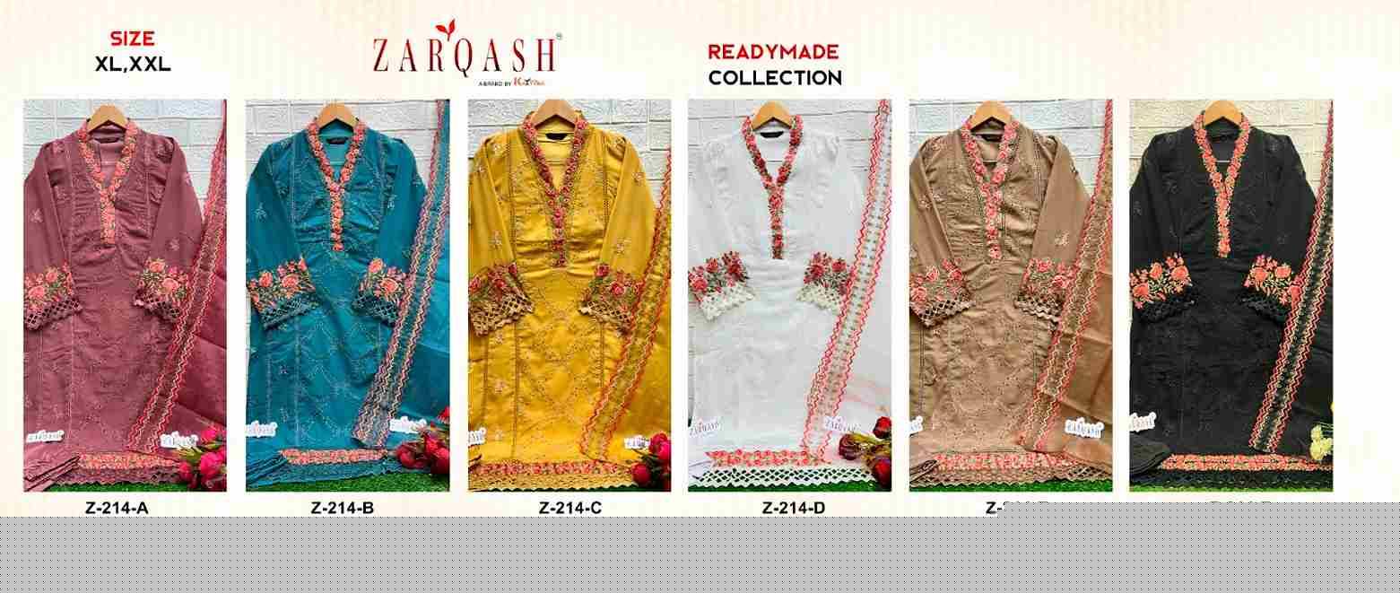 Zarqash Hit Design Z-214 Colours By Zarqash Z-214-A To Z-214-F Series Beautiful Pakistani Suits Colorful Stylish Fancy Casual Wear & Ethnic Wear Faux Georgette Dresses At Wholesale Price