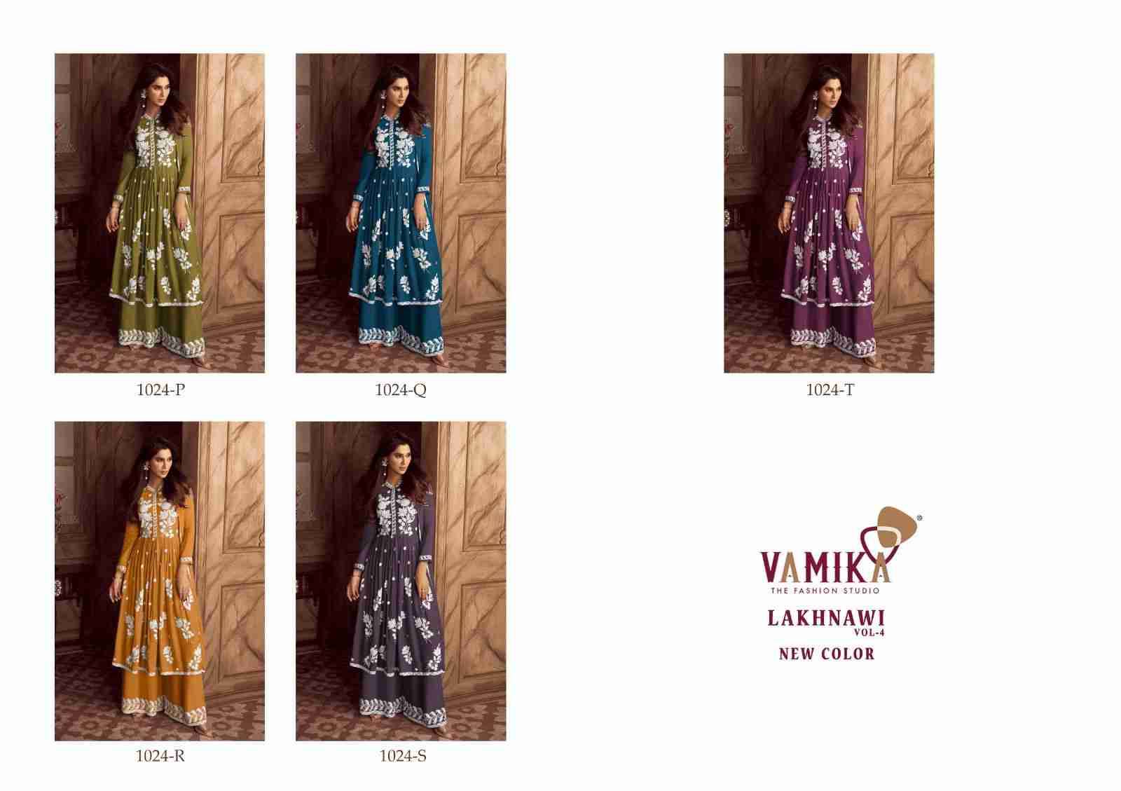 Lakhnawi Vol-4 New Color By Vamika 1024-P To 1024-T Series Beautiful Stylish Suits Fancy Colorful Casual Wear & Ethnic Wear & Ready To Wear Heavy Rayon Dresses At Wholesale Price