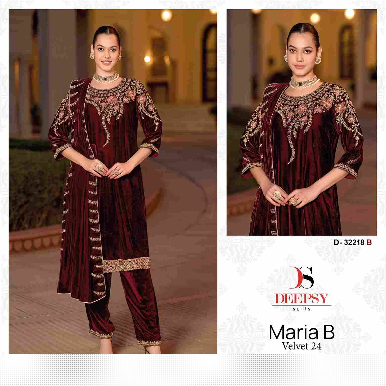 Velvet 32218 Colours By Deepsy Suits 32218-A To 32218-D Series Beautiful Stylish Pakistani Suits Fancy Colorful Casual Wear & Ethnic Wear & Ready To Wear Heavy Velvet Embroidery Dresses At Wholesale Price