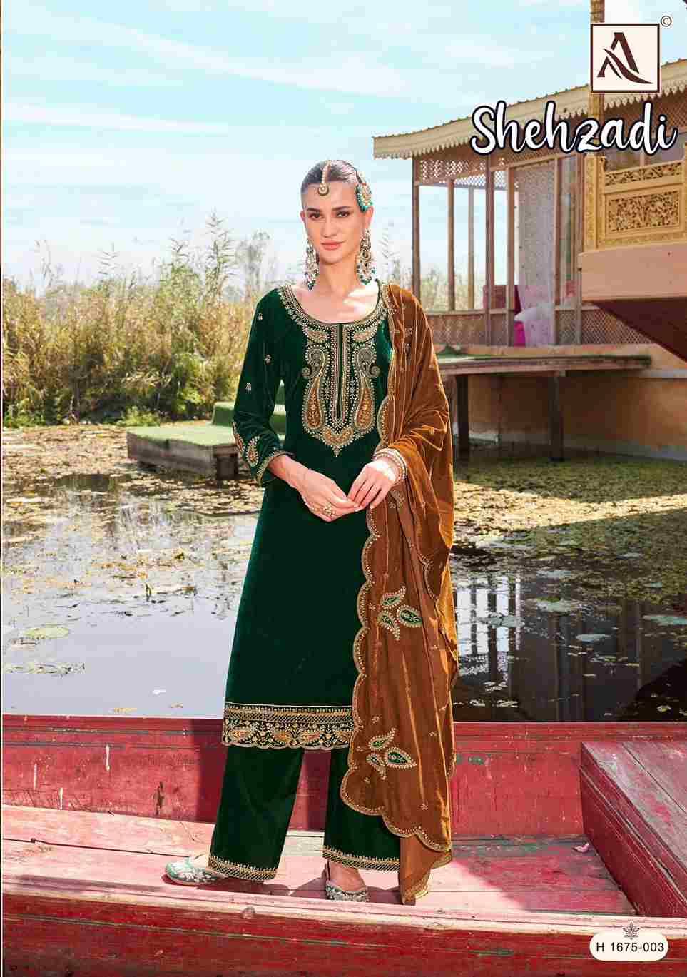 Shehzadi By Alok Suit 1675-001 To 1675-004 Series Beautiful Festive Suits Stylish Fancy Colorful Casual Wear & Ethnic Wear Velvet Embroidered Dresses At Wholesale Price
