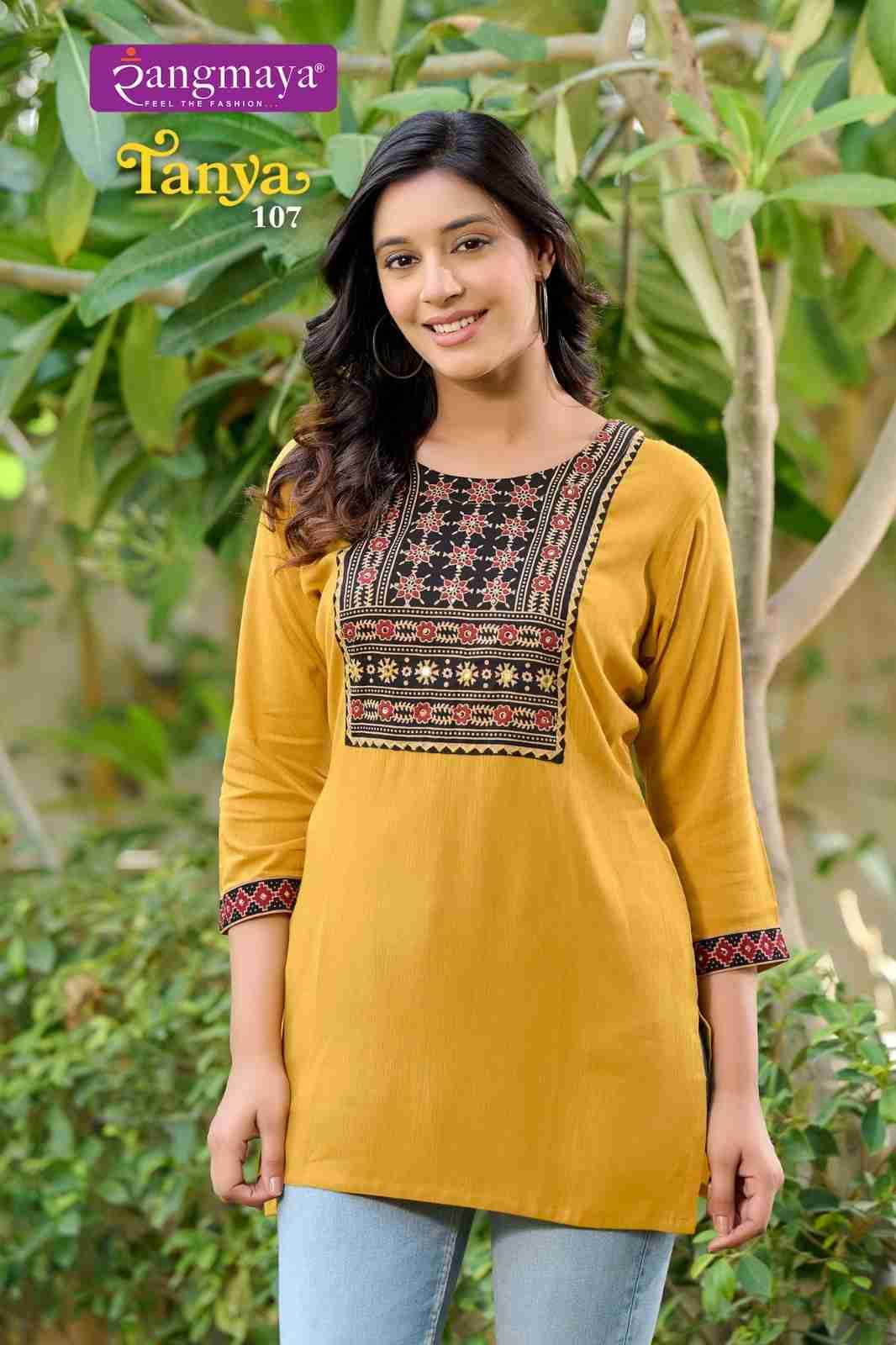 Tanya By Rangmaya 101 To 108 Series Designer Stylish Fancy Colorful Beautiful Party Wear & Ethnic Wear Collection Heavy Rayon Tops At Wholesale Price