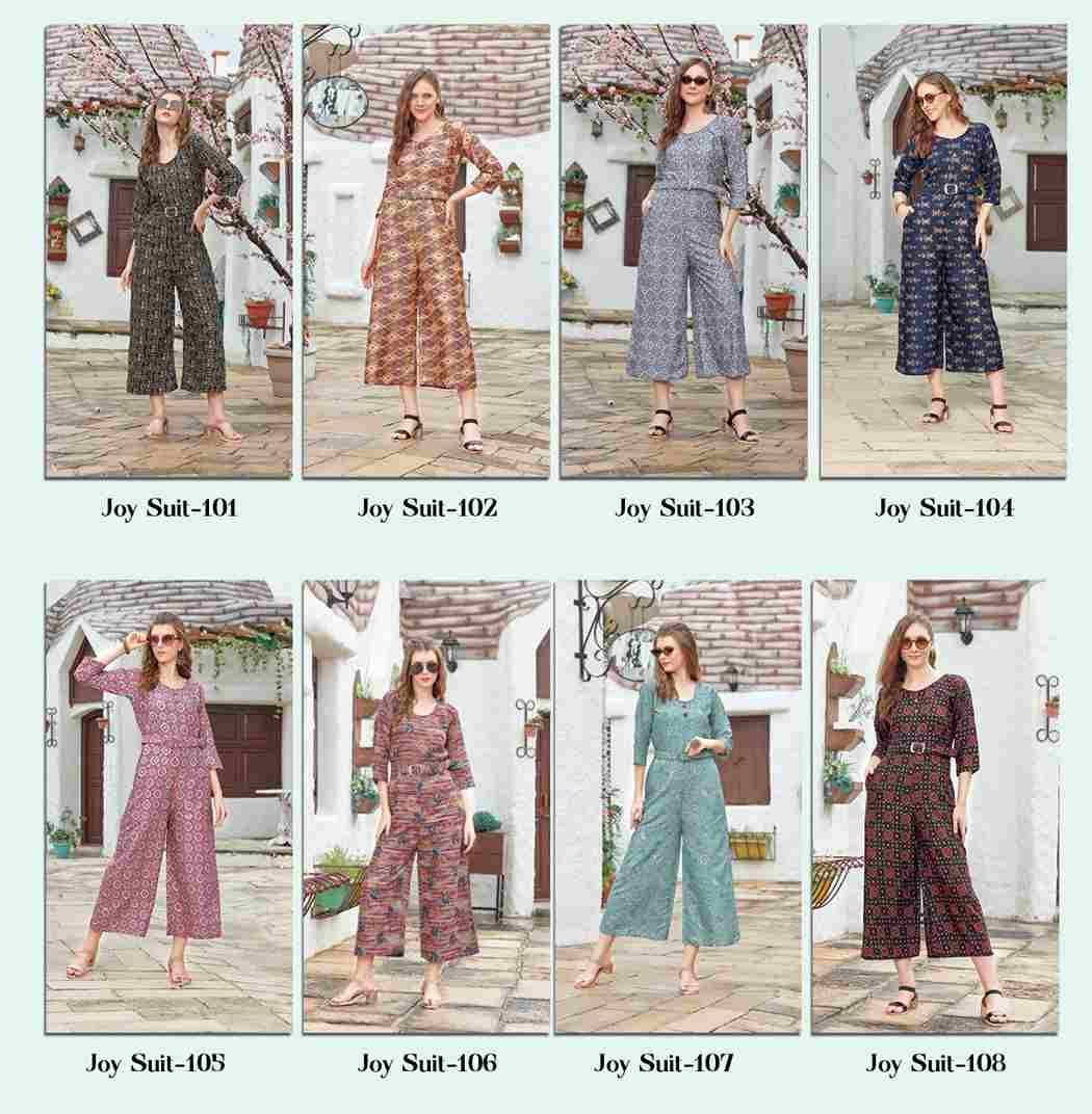 Joy Suit By Rangmaya 101 To 108 Series Designer Stylish Fancy Colorful Beautiful Party Wear & Ethnic Wear Collection Rayon Foil Jump Suit At Wholesale Price