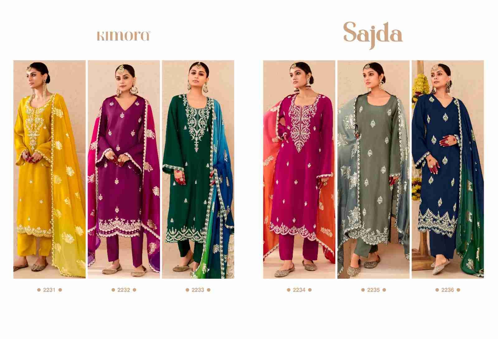 Sajda By Kimora Fashion 2231 To 2236 Series Beautiful Suits Colorful Stylish Fancy Casual Wear & Ethnic Wear Pure Bemberg Silk Print Dresses At Wholesale Price