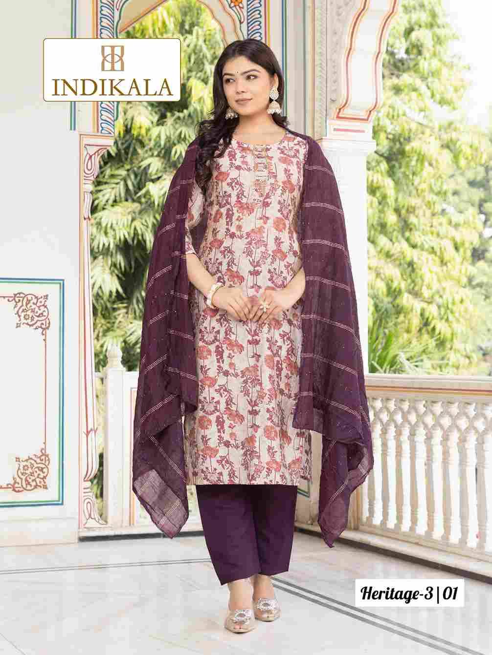 Heritage Vol-3 By Indikala 01 To 10 Series Designer Stylish Fancy Colorful Beautiful Party Wear & Ethnic Wear Collection Chanderi Print Dresses At Wholesale Price
