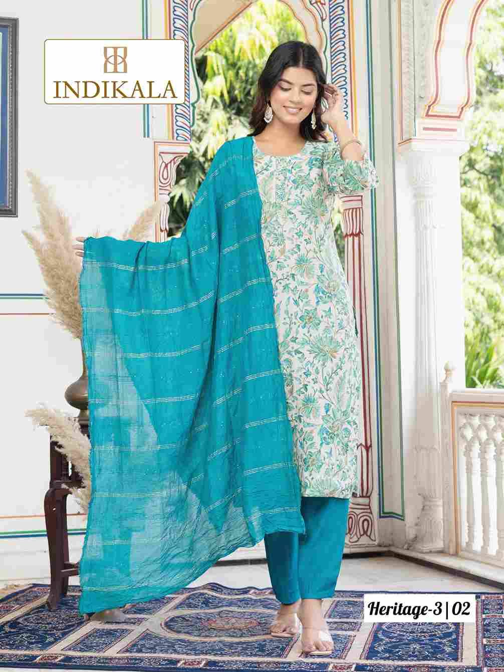 Heritage Vol-3 By Indikala 01 To 10 Series Designer Stylish Fancy Colorful Beautiful Party Wear & Ethnic Wear Collection Chanderi Print Dresses At Wholesale Price