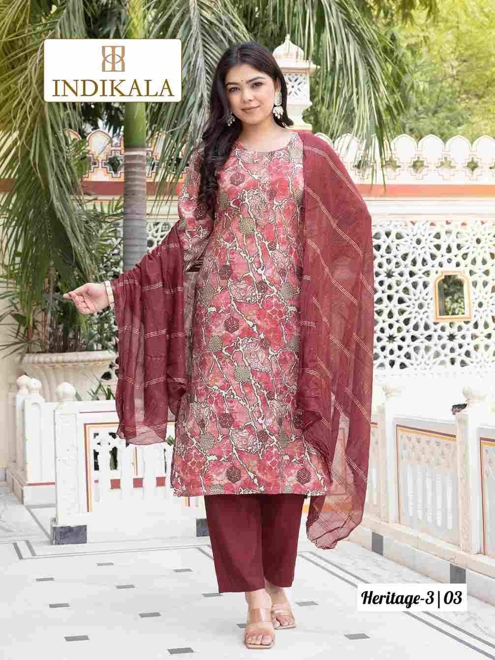 Heritage Vol-3 By Indikala 01 To 10 Series Designer Stylish Fancy Colorful Beautiful Party Wear & Ethnic Wear Collection Chanderi Print Dresses At Wholesale Price
