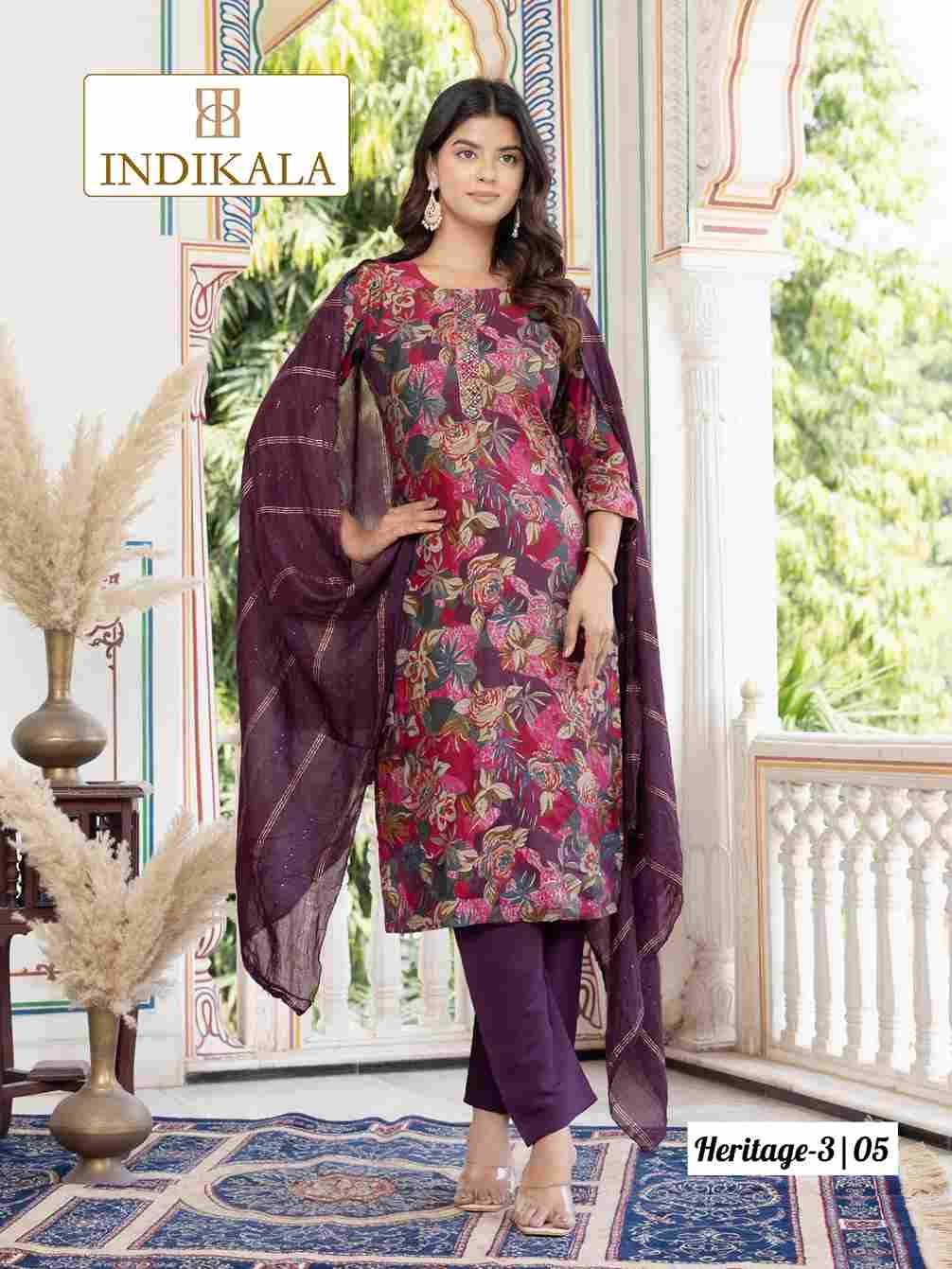Heritage Vol-3 By Indikala 01 To 10 Series Designer Stylish Fancy Colorful Beautiful Party Wear & Ethnic Wear Collection Chanderi Print Dresses At Wholesale Price