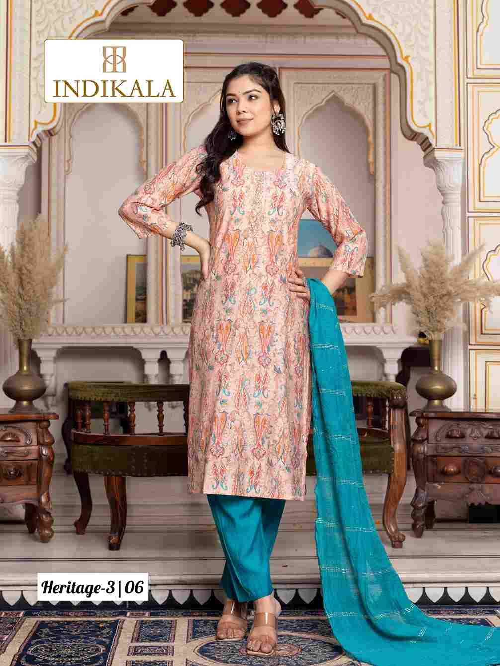 Heritage Vol-3 By Indikala 01 To 10 Series Designer Stylish Fancy Colorful Beautiful Party Wear & Ethnic Wear Collection Chanderi Print Dresses At Wholesale Price
