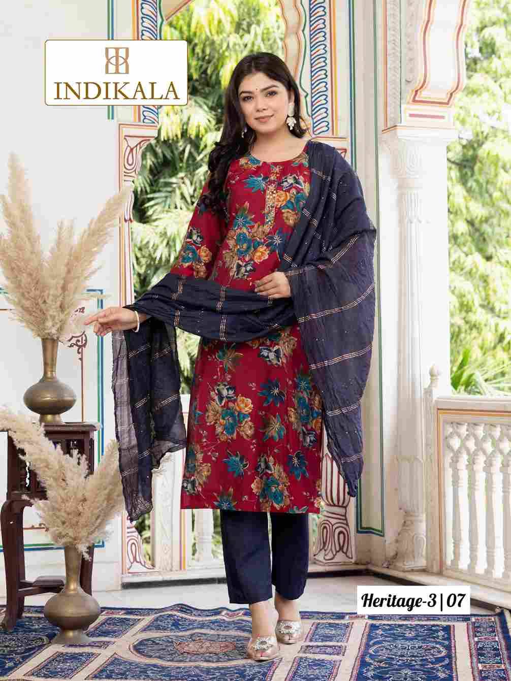 Heritage Vol-3 By Indikala 01 To 10 Series Designer Stylish Fancy Colorful Beautiful Party Wear & Ethnic Wear Collection Chanderi Print Dresses At Wholesale Price