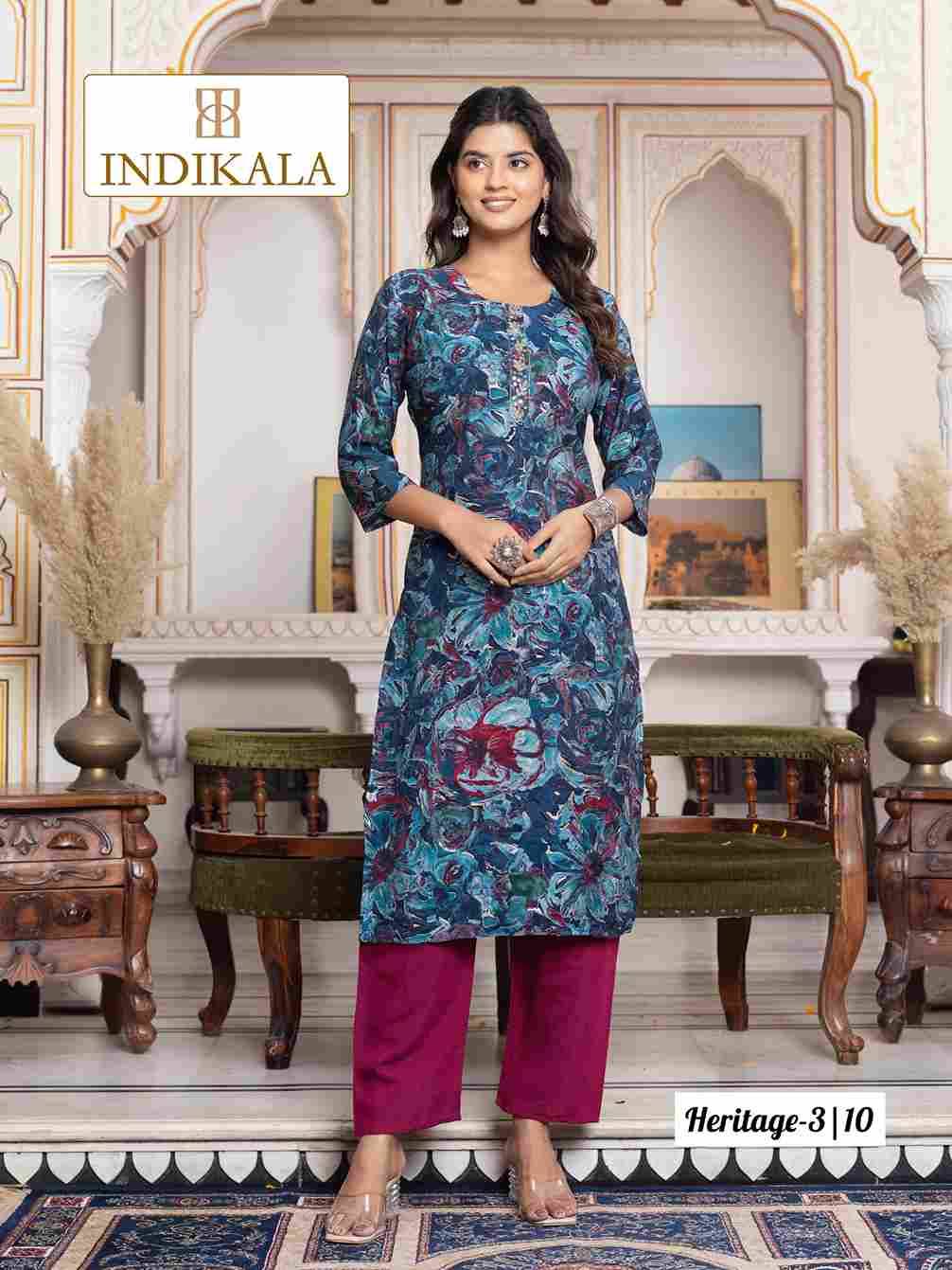 Heritage Vol-3 By Indikala 01 To 10 Series Designer Stylish Fancy Colorful Beautiful Party Wear & Ethnic Wear Collection Chanderi Print Dresses At Wholesale Price