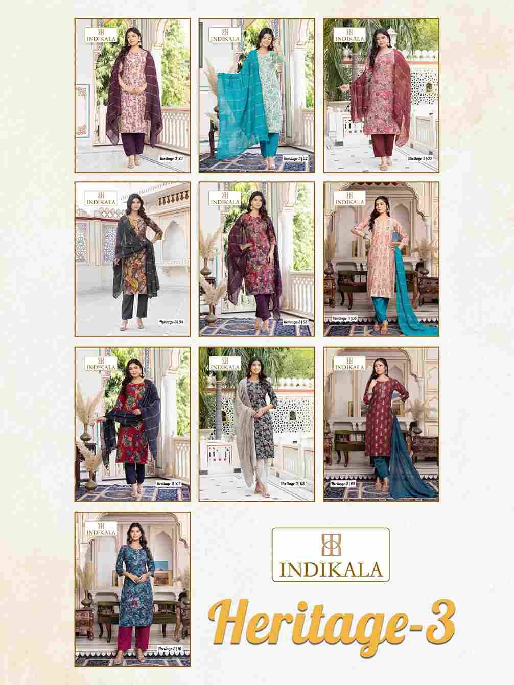 Heritage Vol-3 By Indikala 01 To 10 Series Designer Stylish Fancy Colorful Beautiful Party Wear & Ethnic Wear Collection Chanderi Print Dresses At Wholesale Price