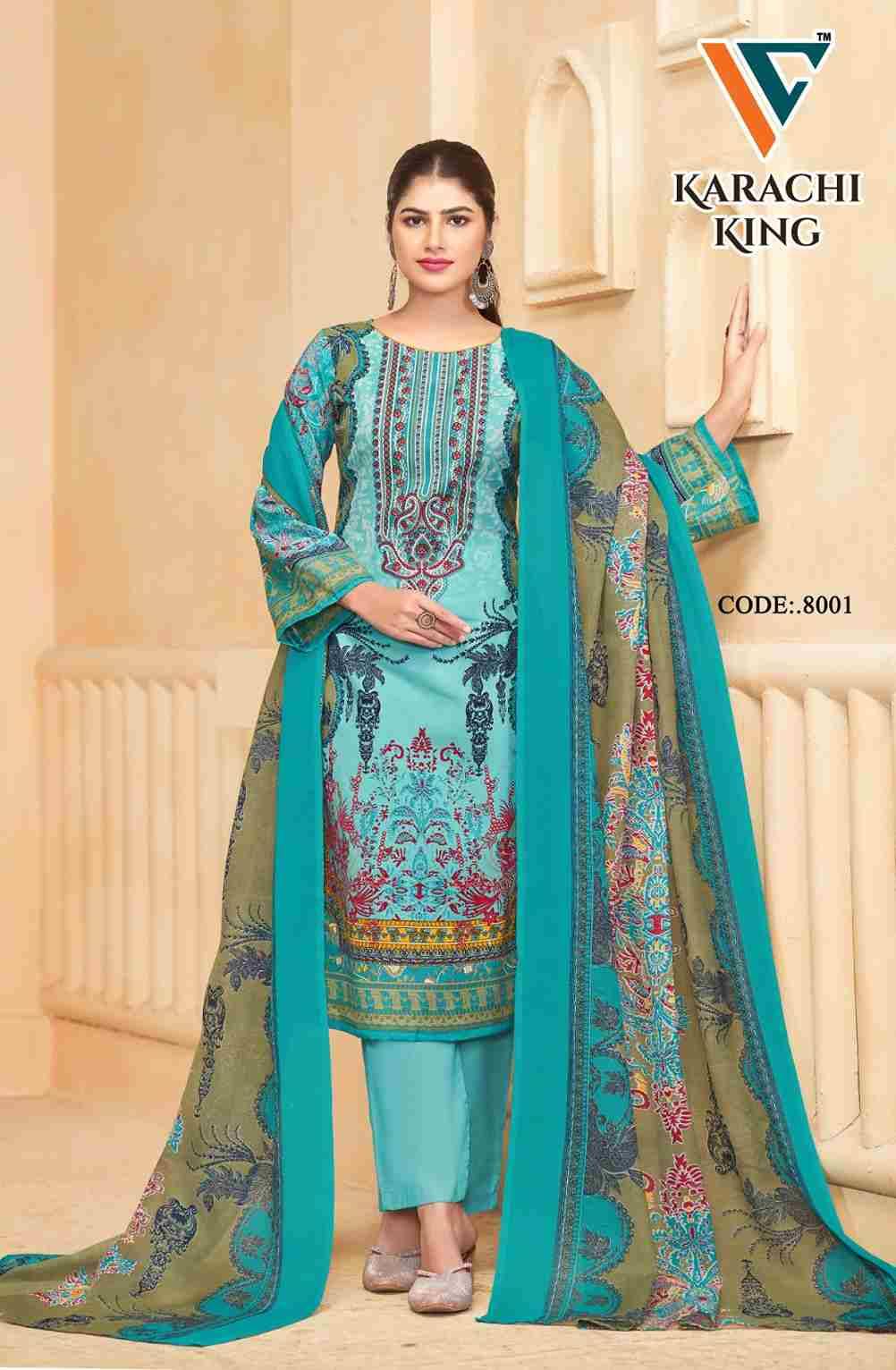 Karachi King Vol-8 By Vandana 8001 To 8008 Series Beautiful Festive Suits Stylish Fancy Colorful Casual Wear & Ethnic Wear Cotton Print Dresses At Wholesale Price