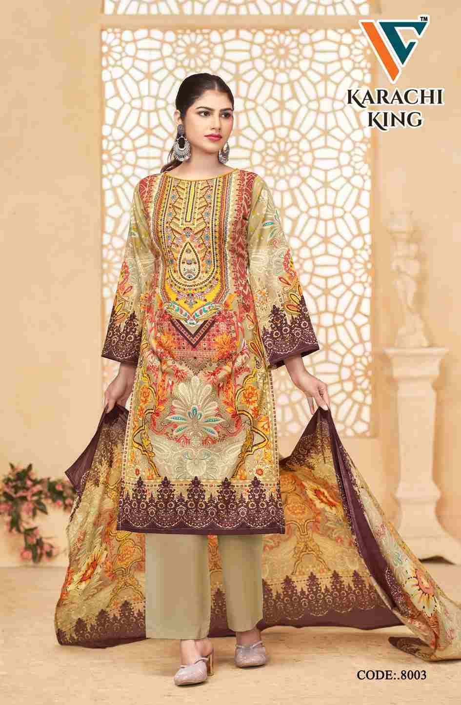 Karachi King Vol-8 By Vandana 8001 To 8008 Series Beautiful Festive Suits Stylish Fancy Colorful Casual Wear & Ethnic Wear Cotton Print Dresses At Wholesale Price