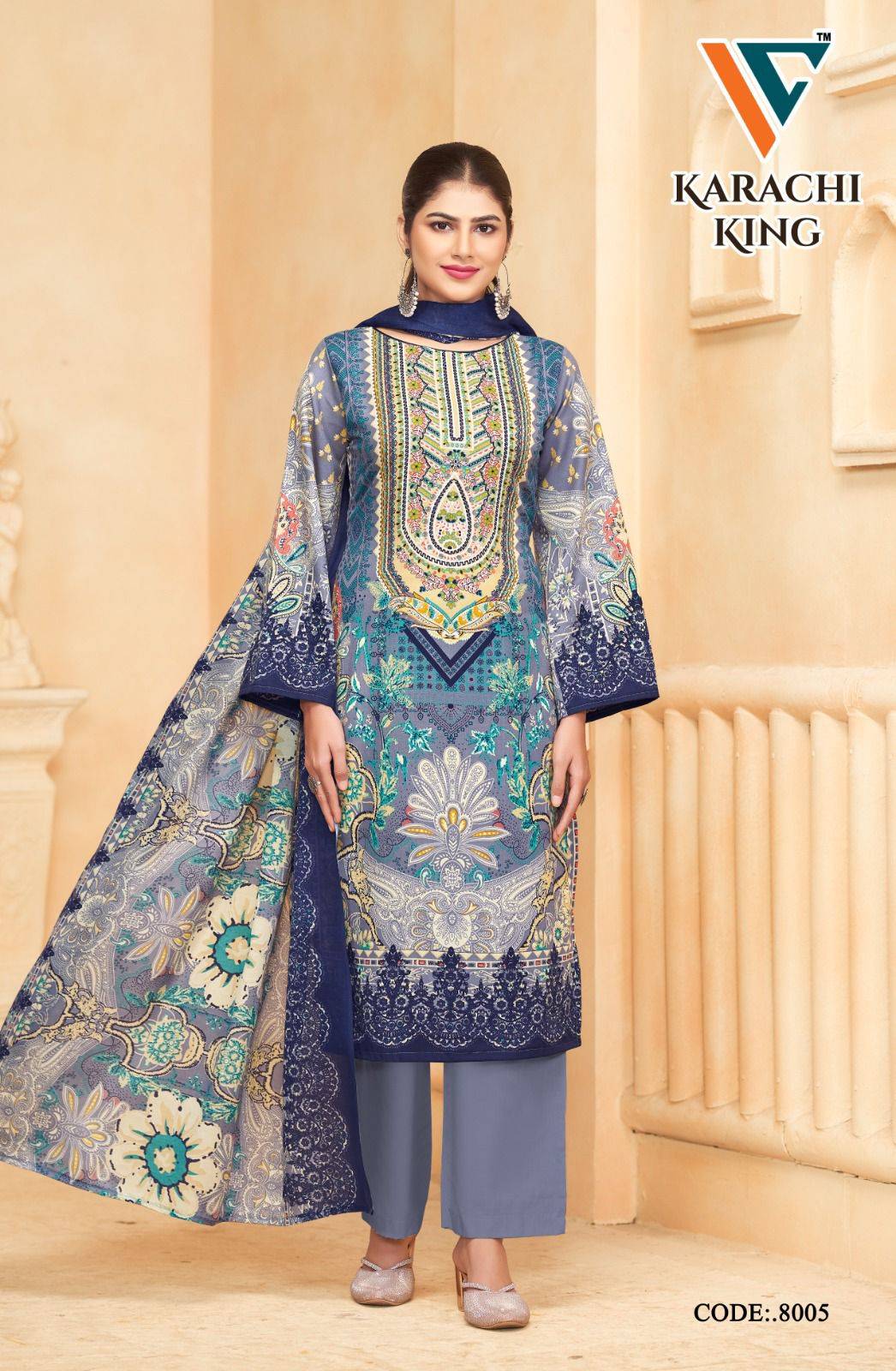 Karachi King Vol-8 By Vandana 8001 To 8008 Series Beautiful Festive Suits Stylish Fancy Colorful Casual Wear & Ethnic Wear Cotton Print Dresses At Wholesale Price