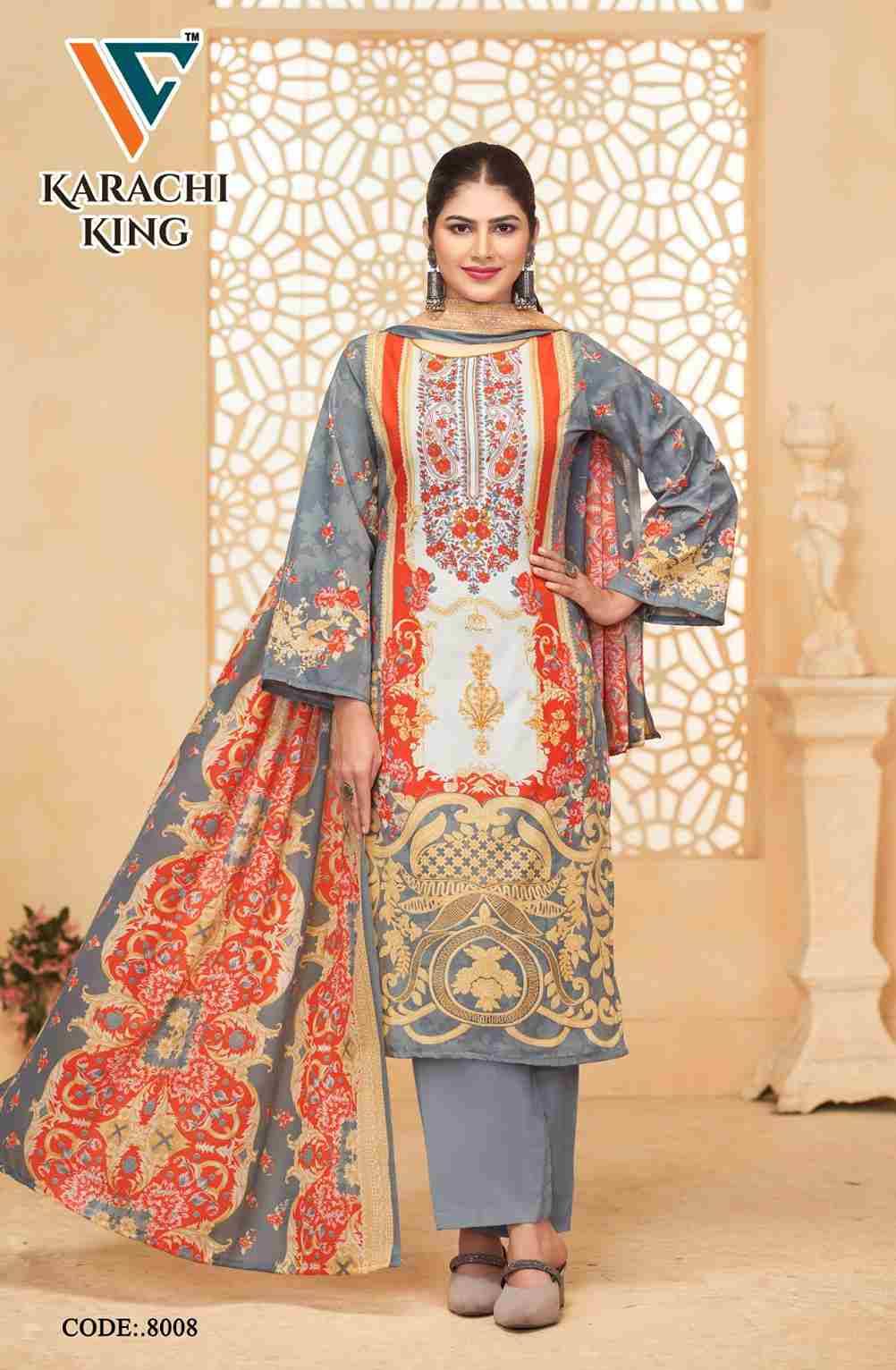 Karachi King Vol-8 By Vandana 8001 To 8008 Series Beautiful Festive Suits Stylish Fancy Colorful Casual Wear & Ethnic Wear Cotton Print Dresses At Wholesale Price