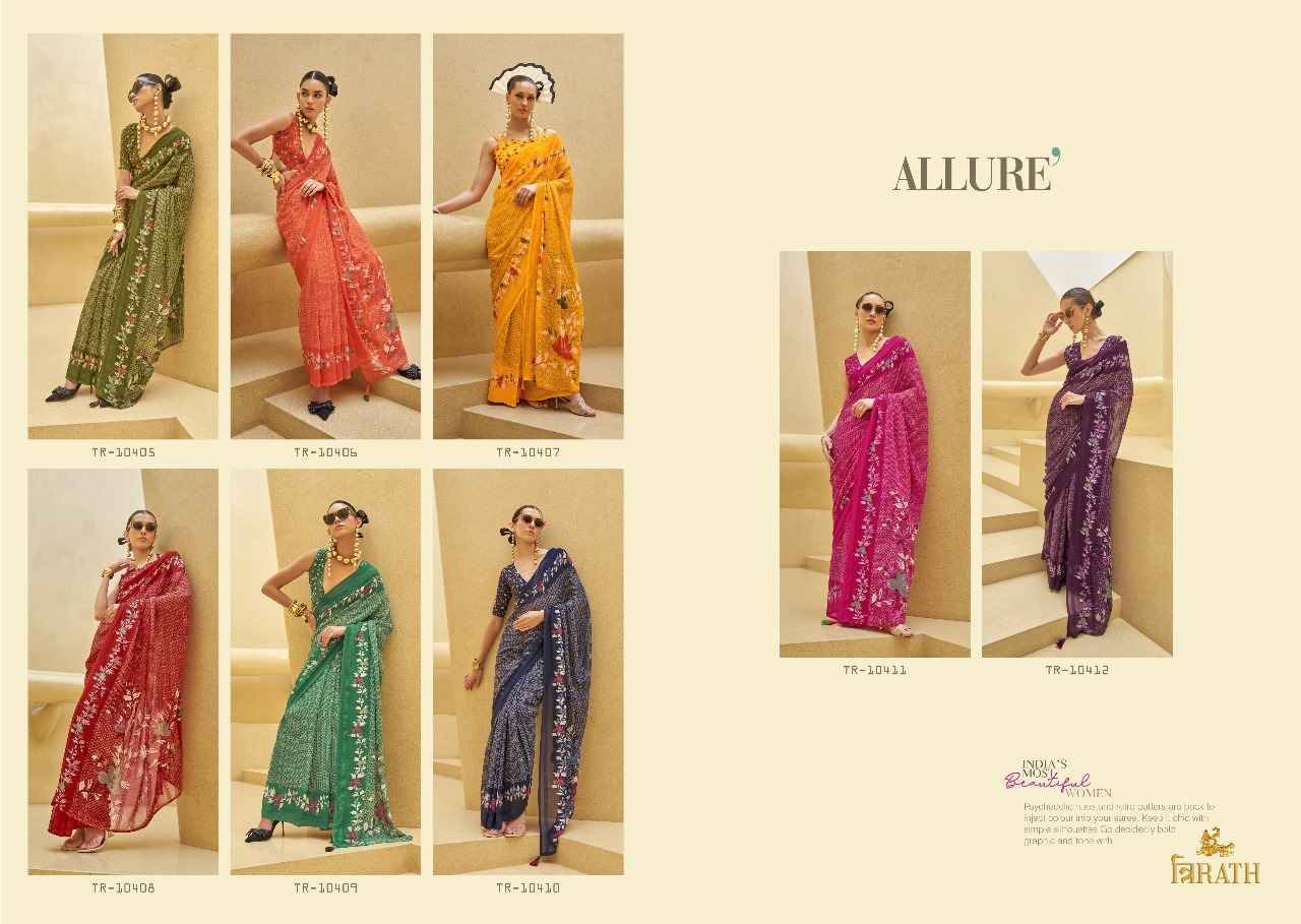 Allure By Trirath 10405 To 10412 Series Indian Traditional Wear Collection Beautiful Stylish Fancy Colorful Party Wear & Occasional Wear Viscose Silk Sarees At Wholesale Price