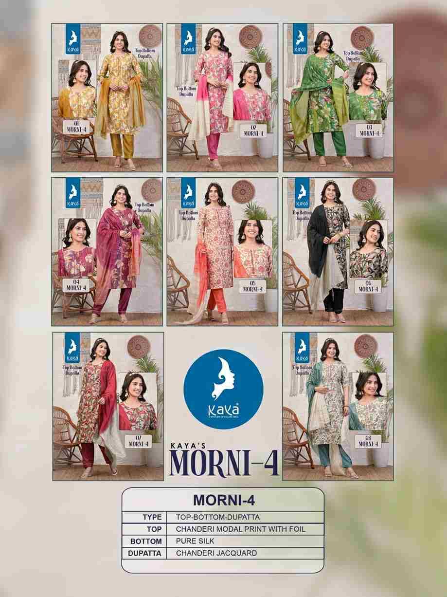 Morni Vol-4 By Kaya 01 To 08 Series Beautiful Suits Colorful Stylish Fancy Casual Wear & Ethnic Wear Chanderi Print Dresses At Wholesale Price