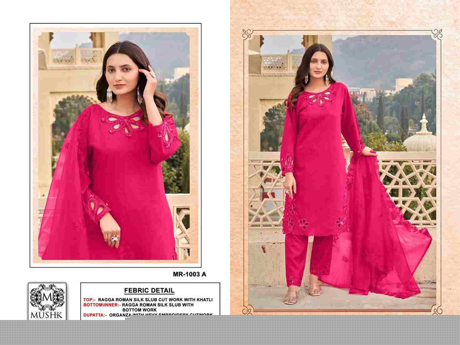 Mushq Hit Design R-1003 Colours By Mushq R-1003-A To R-1003-D Series Beautiful Winter Collection Pakistani Suits Stylish Fancy Colorful Casual Wear & Ethnic Wear Roman Silk Embroidery Dresses At Wholesale Price