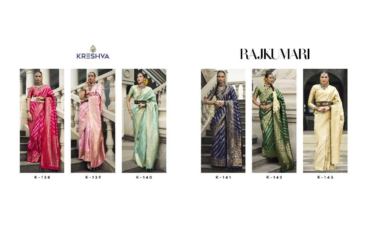 Rajkumari By Kreshva 138 To 143 Series Indian Traditional Wear Collection Beautiful Stylish Fancy Colorful Party Wear & Occasional Wear Viscose Silk Sarees At Wholesale Price
