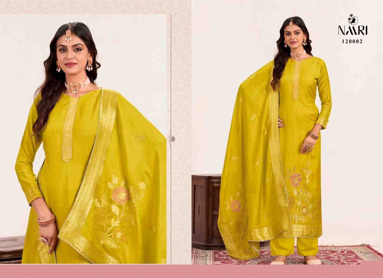 Samira By Naari 120001 To 120004 Series Beautiful Festive Suits Stylish Fancy Colorful Casual Wear & Ethnic Wear Muslin Viscose Jacquard Dresses At Wholesale Price