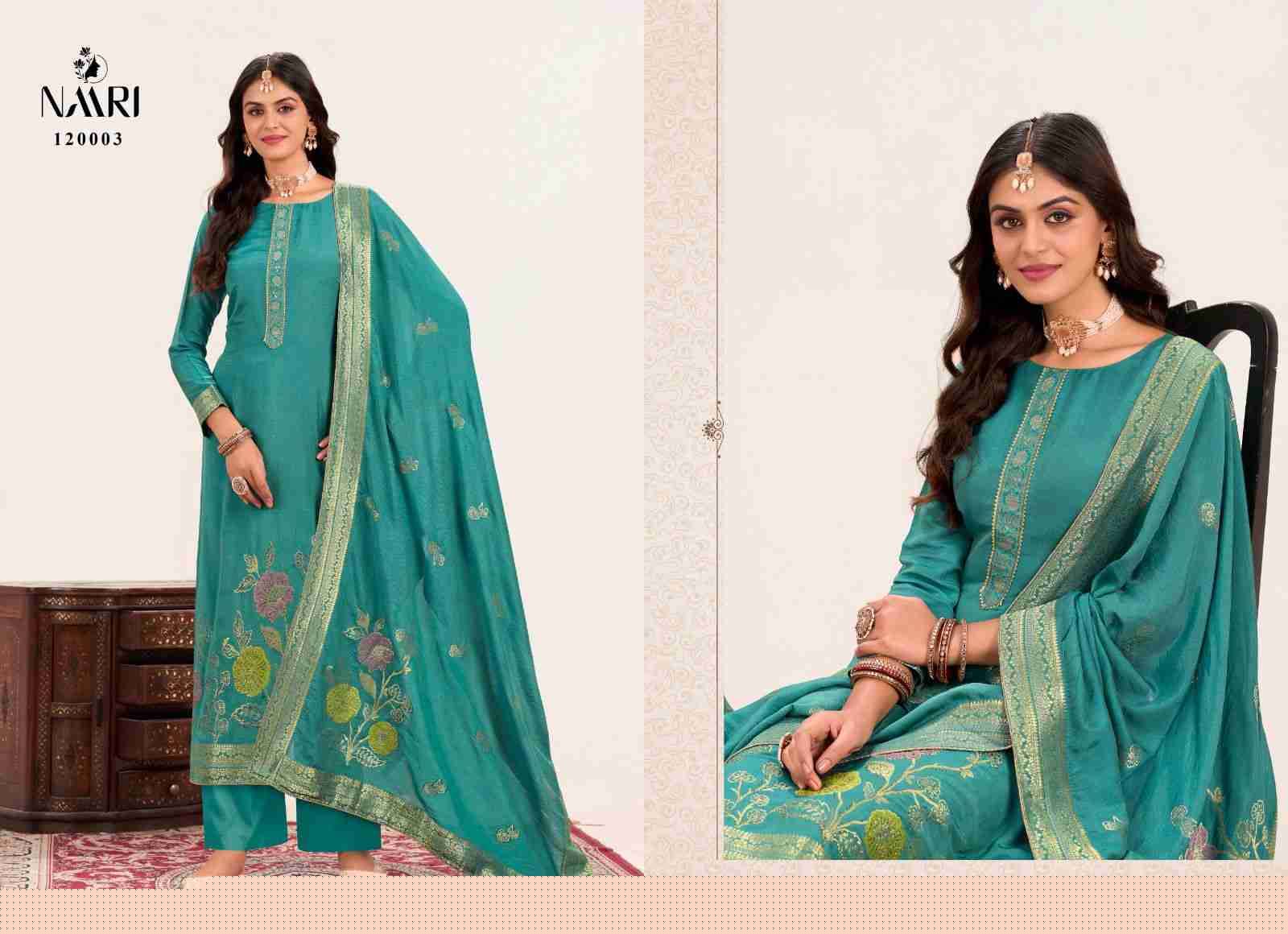 Samira By Naari 120001 To 120004 Series Beautiful Festive Suits Stylish Fancy Colorful Casual Wear & Ethnic Wear Muslin Viscose Jacquard Dresses At Wholesale Price