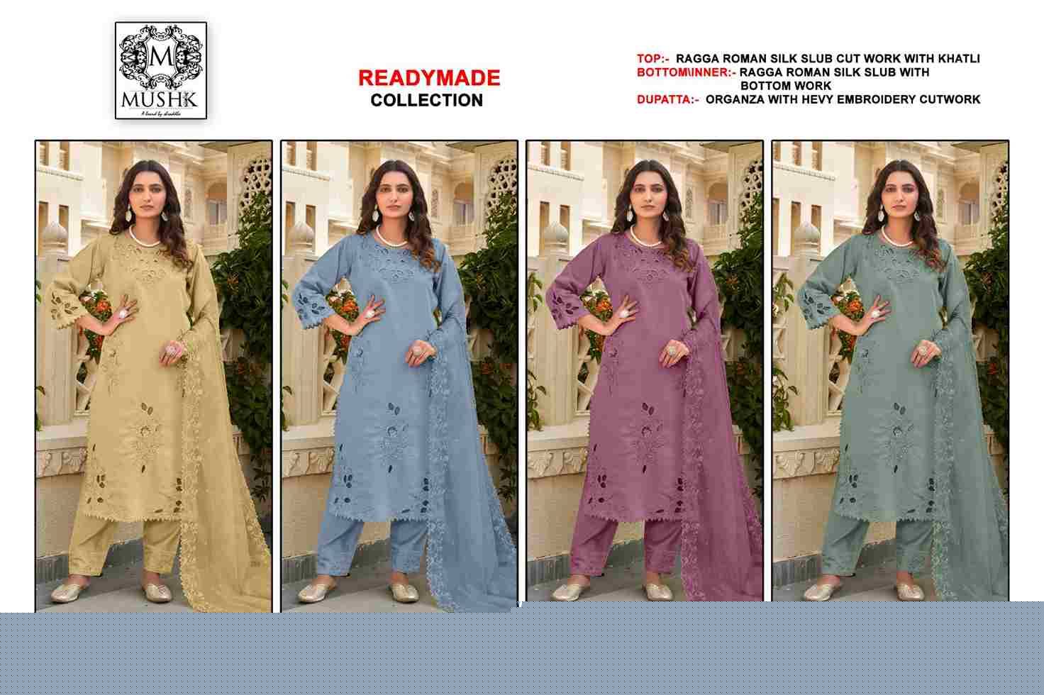 Mushq Hit Design R-1002 Colours By Mushq R-1002-A To R-1002-D Series Beautiful Winter Collection Pakistani Suits Stylish Fancy Colorful Casual Wear & Ethnic Wear Roman Silk Embroidery Dresses At Wholesale Price