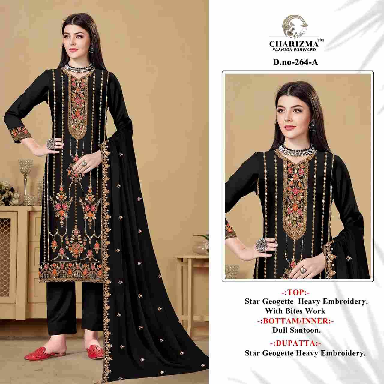 Charizma 264 Colours By Charizma Fashion 264-A To 264-D Series Beautiful Pakistani Suits Colorful Stylish Fancy Casual Wear & Ethnic Wear Soft Georgette Embroidered Dresses At Wholesale Price