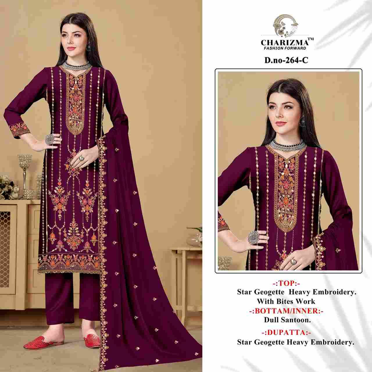 Charizma 264 Colours By Charizma Fashion 264-A To 264-D Series Beautiful Pakistani Suits Colorful Stylish Fancy Casual Wear & Ethnic Wear Soft Georgette Embroidered Dresses At Wholesale Price