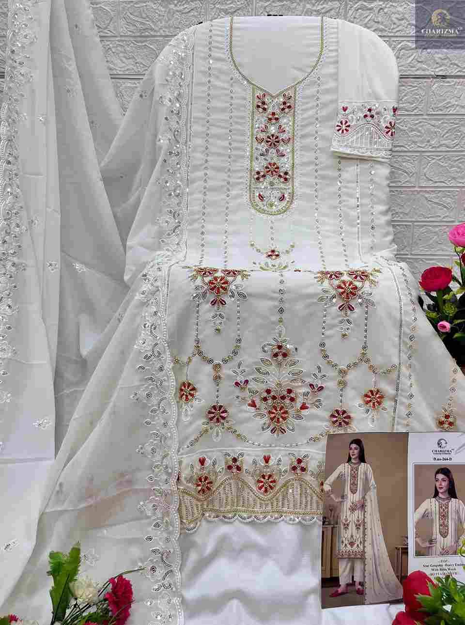 Charizma 264 Colours By Charizma Fashion 264-A To 264-D Series Beautiful Pakistani Suits Colorful Stylish Fancy Casual Wear & Ethnic Wear Soft Georgette Embroidered Dresses At Wholesale Price