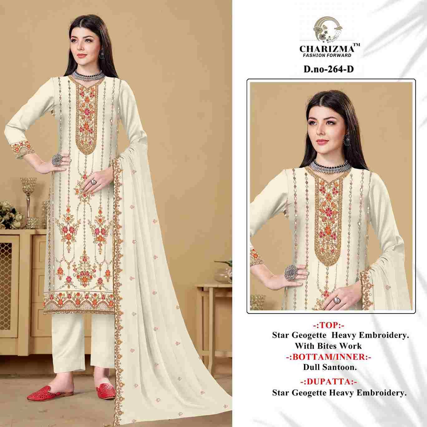 Charizma 264 Colours By Charizma Fashion 264-A To 264-D Series Beautiful Pakistani Suits Colorful Stylish Fancy Casual Wear & Ethnic Wear Soft Georgette Embroidered Dresses At Wholesale Price
