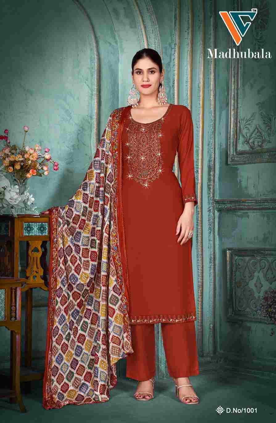 Madhubala Vol-1 By Vandana Creation 1001 To 1008 Series Beautiful Festive Suits Stylish Fancy Colorful Casual Wear & Ethnic Wear Rayon Slub Print Dresses At Wholesale Price
