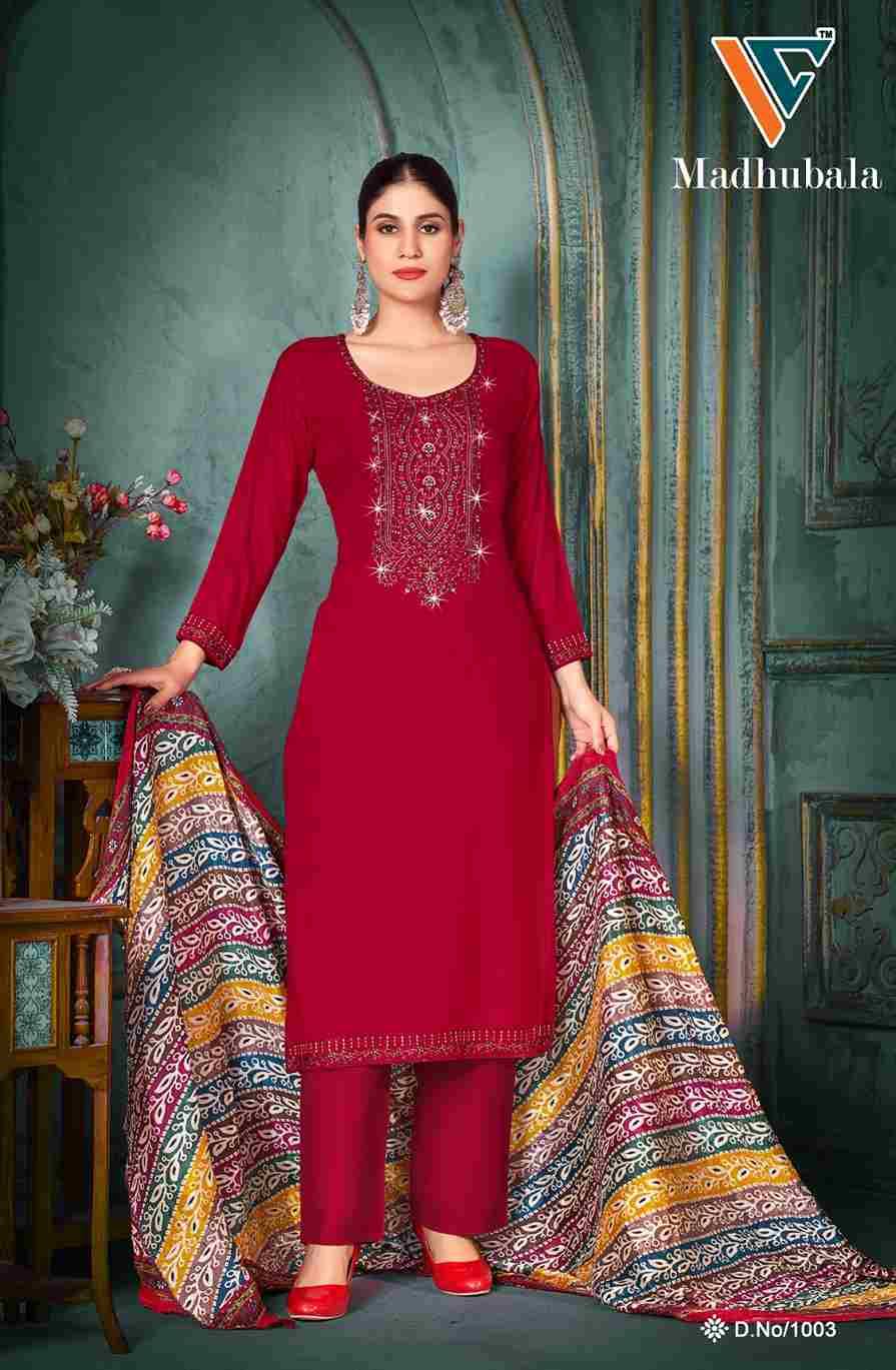Madhubala Vol-1 By Vandana Creation 1001 To 1008 Series Beautiful Festive Suits Stylish Fancy Colorful Casual Wear & Ethnic Wear Rayon Slub Print Dresses At Wholesale Price