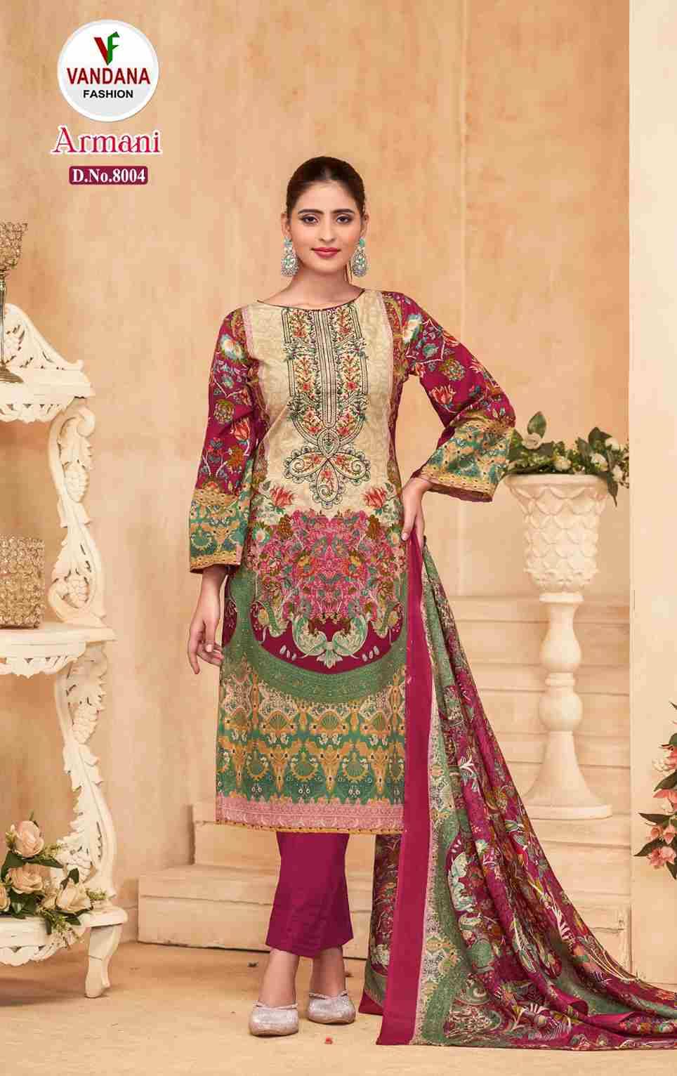 Armani Vol-8 By Vandana Fashion 8001 To 8008 Series Beautiful Festive Suits Stylish Fancy Colorful Casual Wear & Ethnic Wear Soft Cotton Print Dresses At Wholesale Price