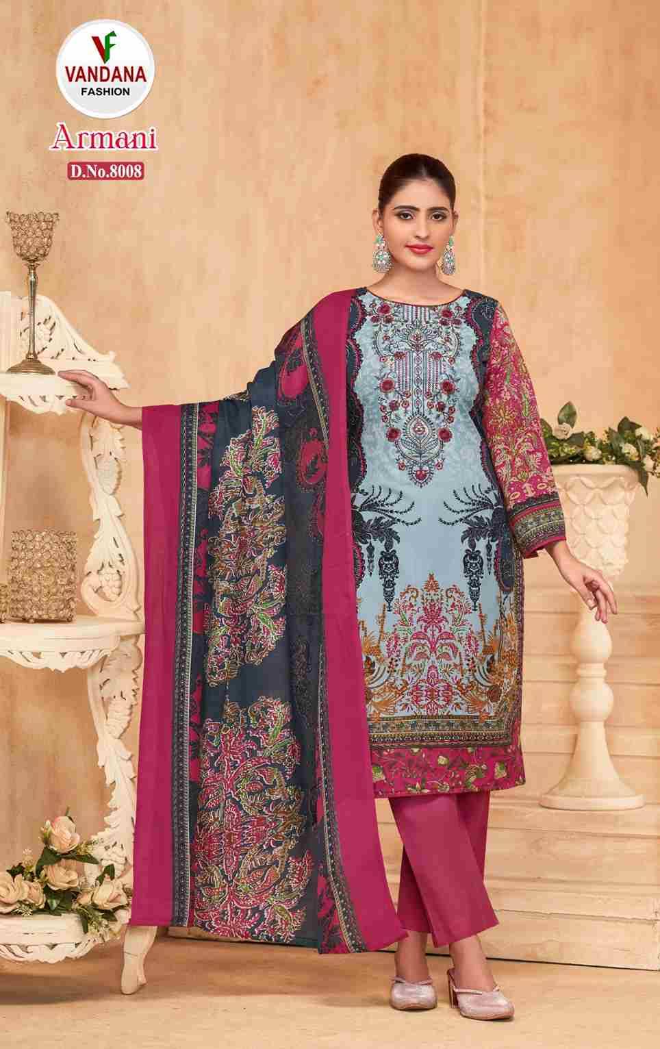 Armani Vol-8 By Vandana Fashion 8001 To 8008 Series Beautiful Festive Suits Stylish Fancy Colorful Casual Wear & Ethnic Wear Soft Cotton Print Dresses At Wholesale Price