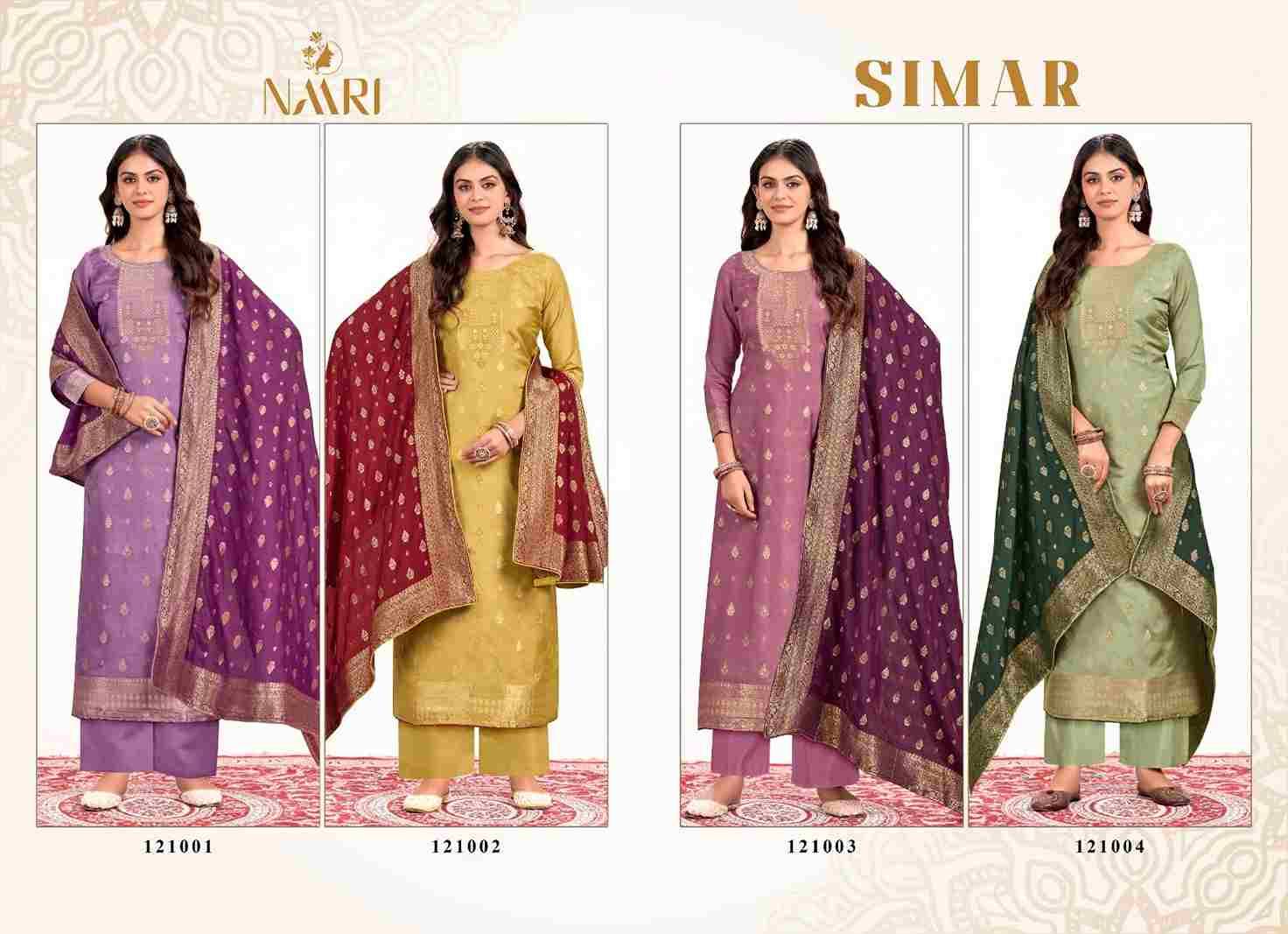Simar By Naari 121001 To 121004 Series Beautiful Festive Suits Stylish Fancy Colorful Casual Wear & Ethnic Wear Muslin Jacquard Dresses At Wholesale Price