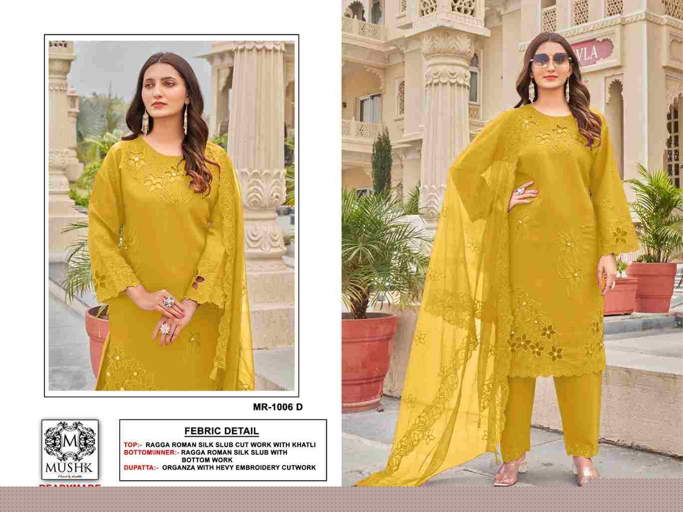Mushq Hit Design R-1006 Colours By Mushq R-1006-A To R-1006-D Series Beautiful Winter Collection Pakistani Suits Stylish Fancy Colorful Casual Wear & Ethnic Wear Pure Roman Silk Embroidery Dresses At Wholesale Price