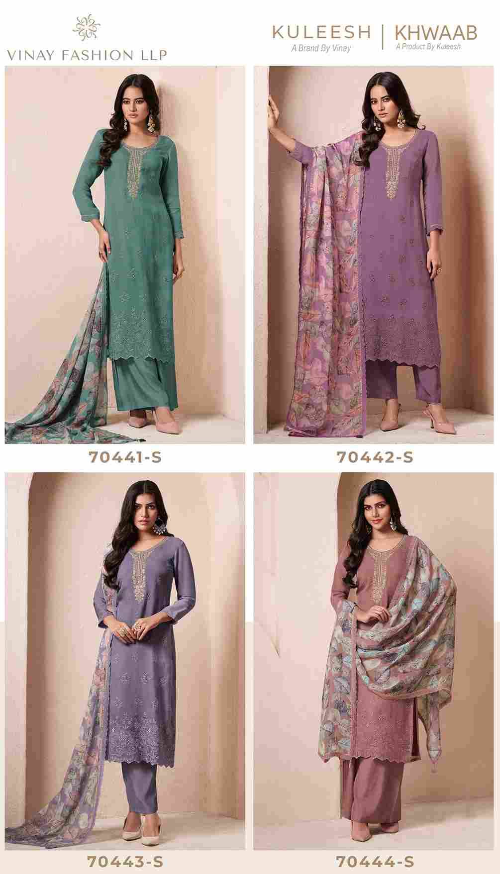 Khwaab By Vinay Fashion 70441 To 70444 Series Designer Festive Suits Collection Beautiful Stylish Fancy Colorful Party Wear & Occasional Wear Organza Dresses At Wholesale Price