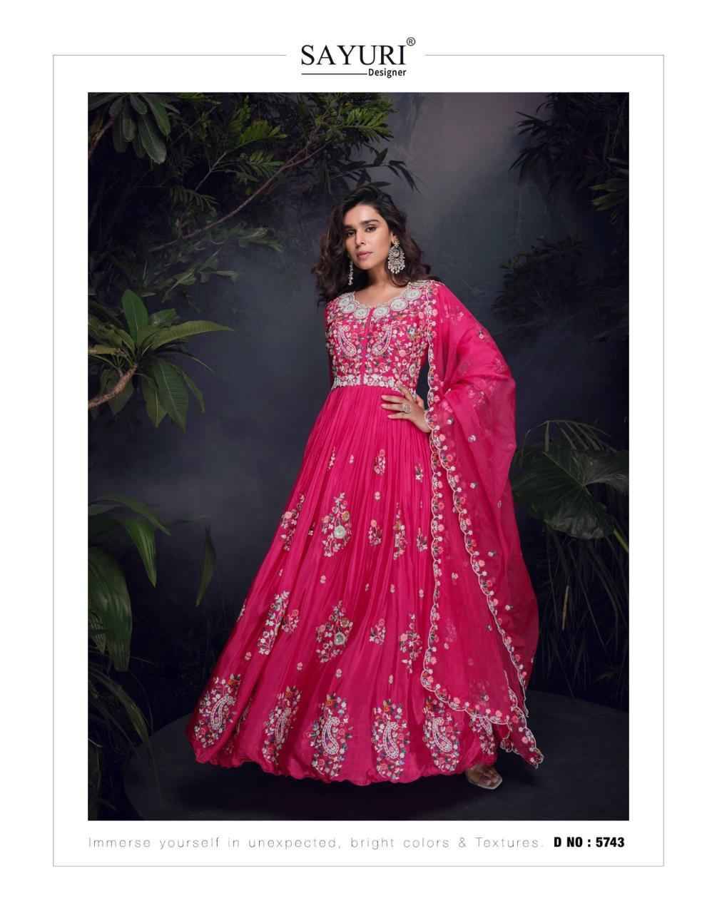 Mrunal By Sayuri 5742 To 5743 Series Designer Stylish Fancy Colorful Beautiful Party Wear & Ethnic Wear Collection Viscose Chinnon Silk Gown With Bottom At Wholesale Price