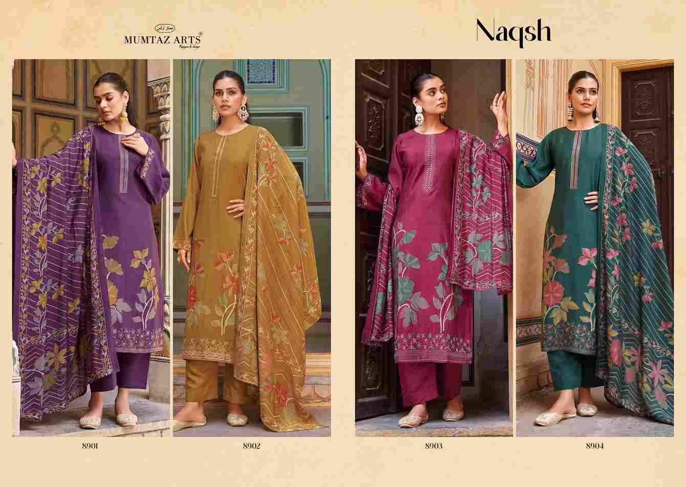 Naqsh By Mumtaz Arts 8901 To 8904 Series Beautiful Festive Suits Colorful Stylish Fancy Casual Wear & Ethnic Wear Pure Viscose Muslin Print With Work Dresses At Wholesale Price