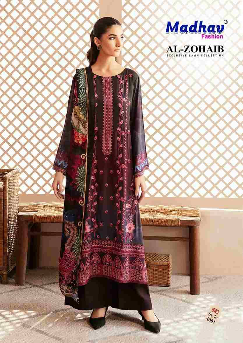Al-Zohaib Vol-4 By Madhav Fashion 4001 To 4006 Series Beautiful Festive Suits Colorful Stylish Fancy Casual Wear & Ethnic Wear Pure Lawn Cotton Embroidered Dresses At Wholesale Price